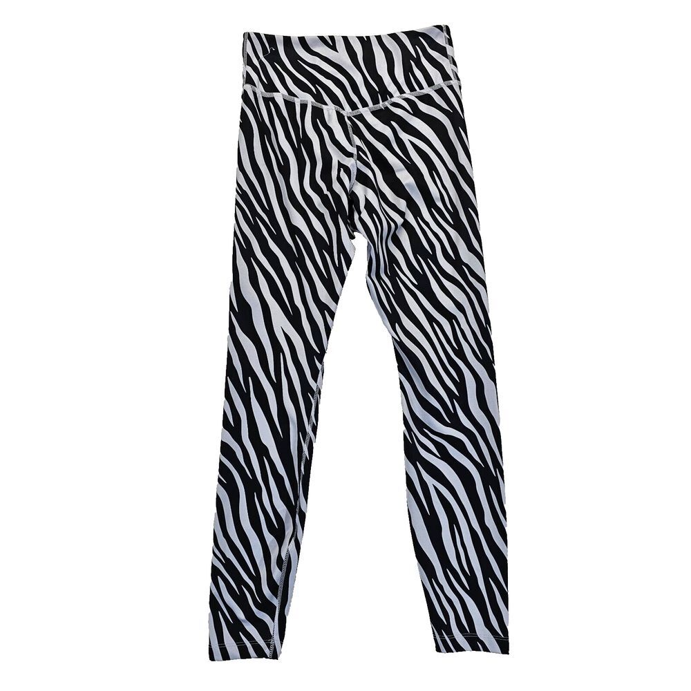 Nike One Icon Clash Legging Dri Fit Stretch Mid Rise Stripe Black White Womens S - Picture 2 of 11